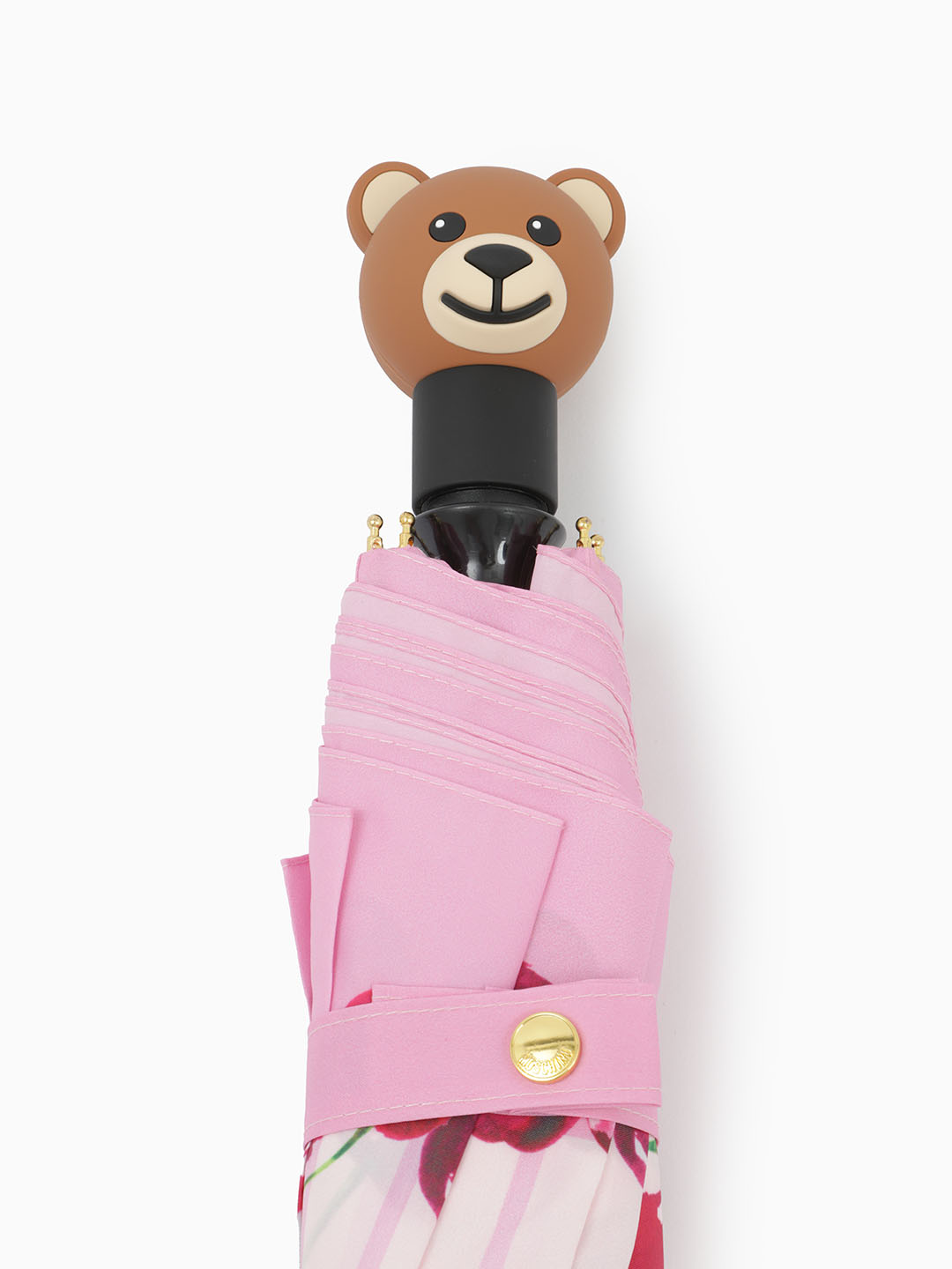 Зонт-автомат мини розового цвета c вишенками от MOSCHINO