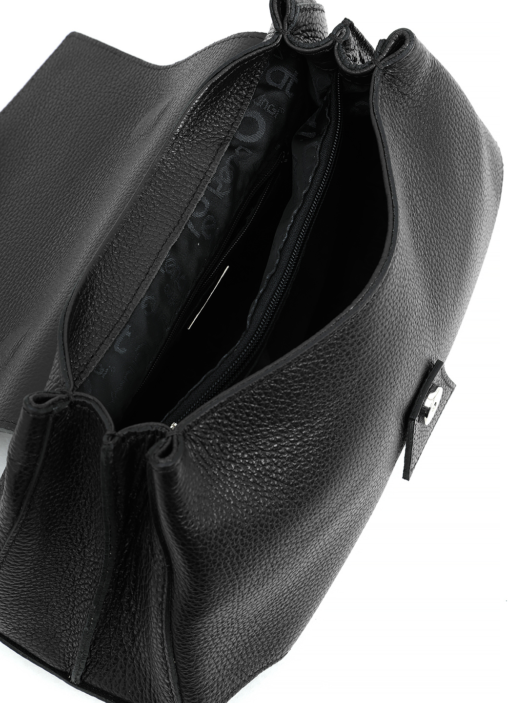 Однорукий сэтчел от Renato Angi с овальной фурнитурой с гравировкой в чёрном цвете