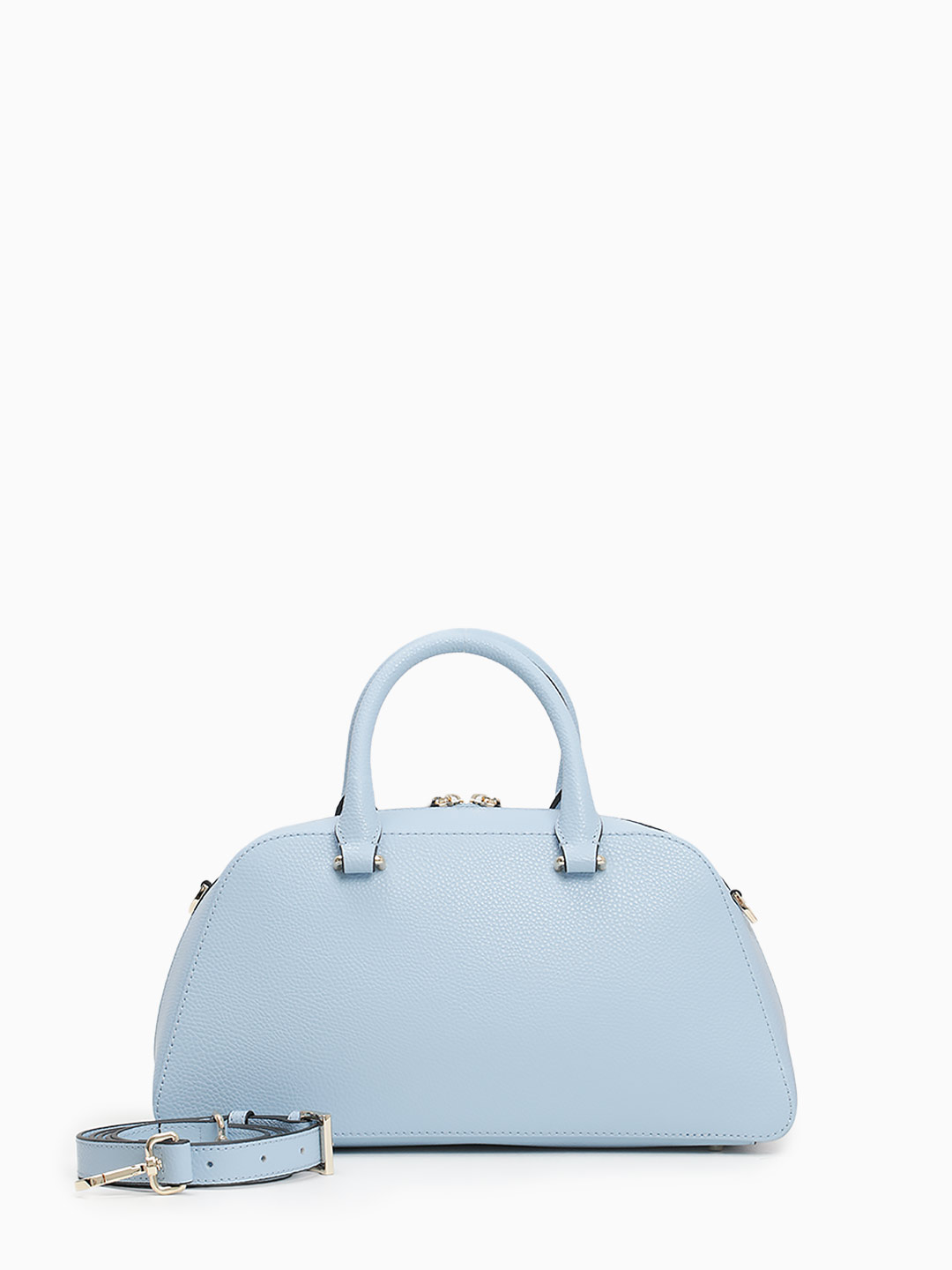 Небольшая сумка трапециевидной формы с жесткими ручками от Cromia из натуральной голубой кожи