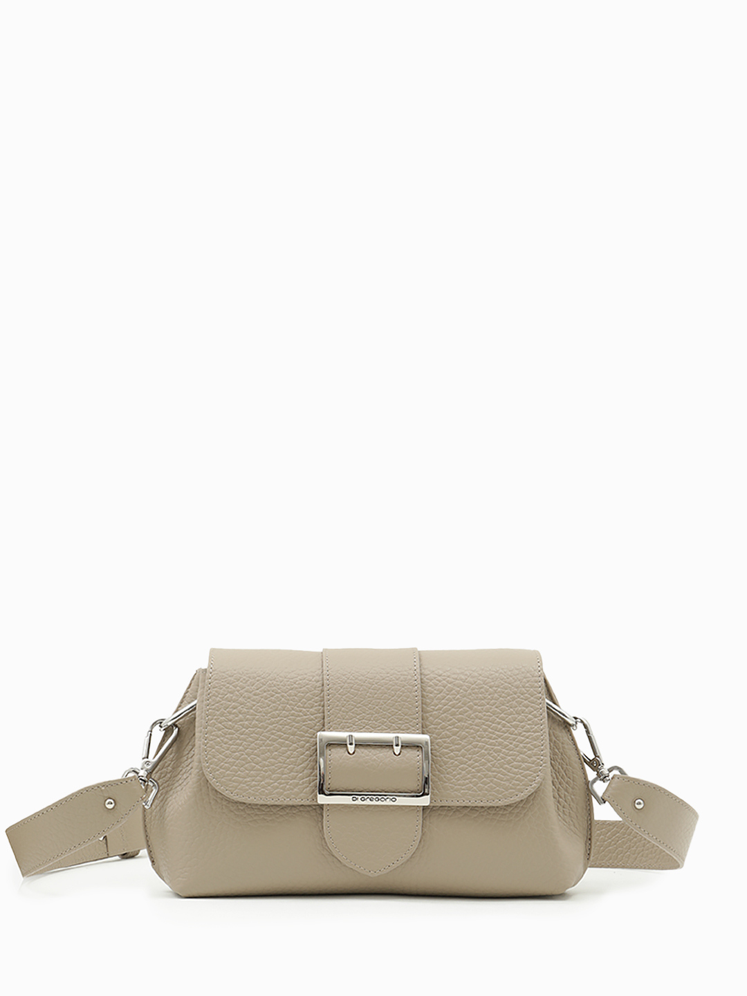 Кросс-боди с клапаном в виде ремня от Di Gregorio из натуральной кожи в бежевом цвете