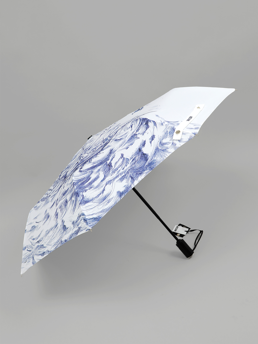 Зонт-автомат mini белого цвета с принтом корабля от MOSCHINO