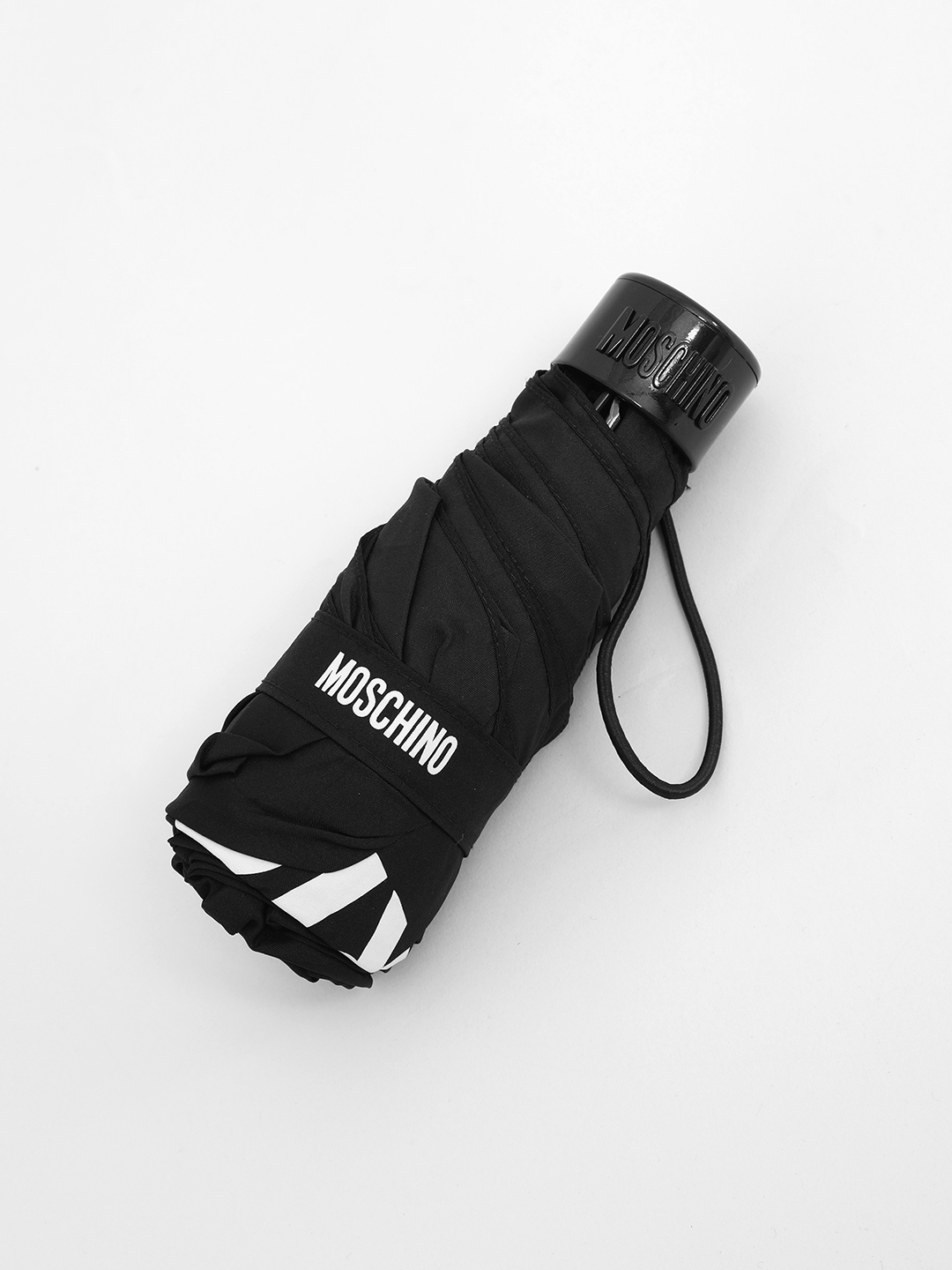 Зонт супермини от Moschino "Ты не можешь быть серьёзной" в чёрном цвете