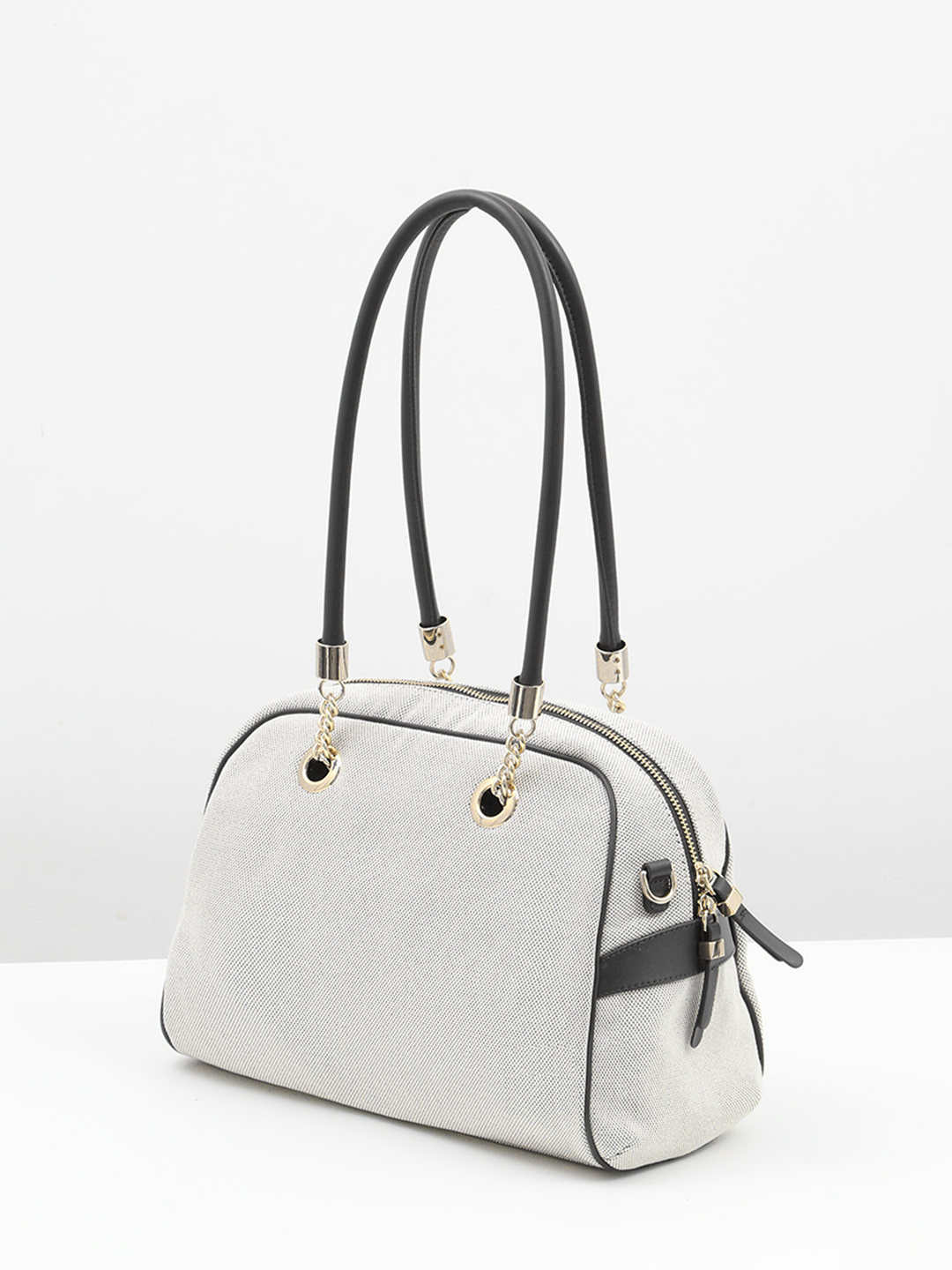 Сумка-трансформер с двойными ручками от KELLEN из текстиля и натуральной кожи чёрного цвета