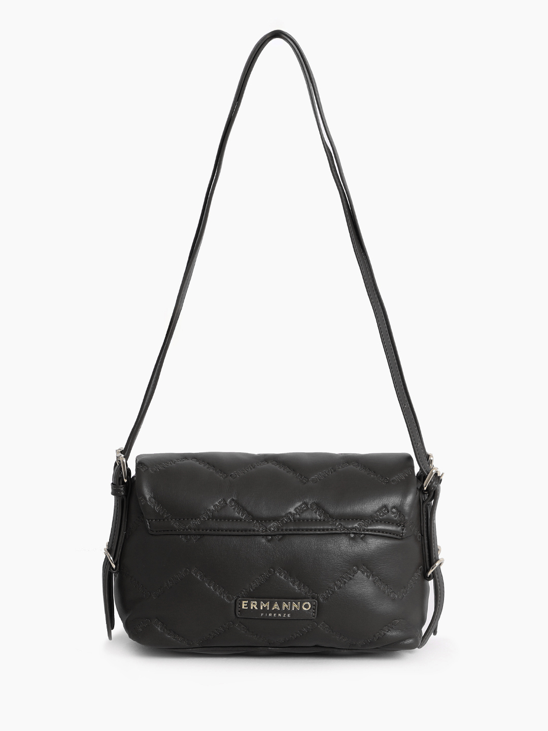 Стёганая кросс-боди на плечо с патчем с логотипом ERMANNO FIRENZE в чёрном цвете
