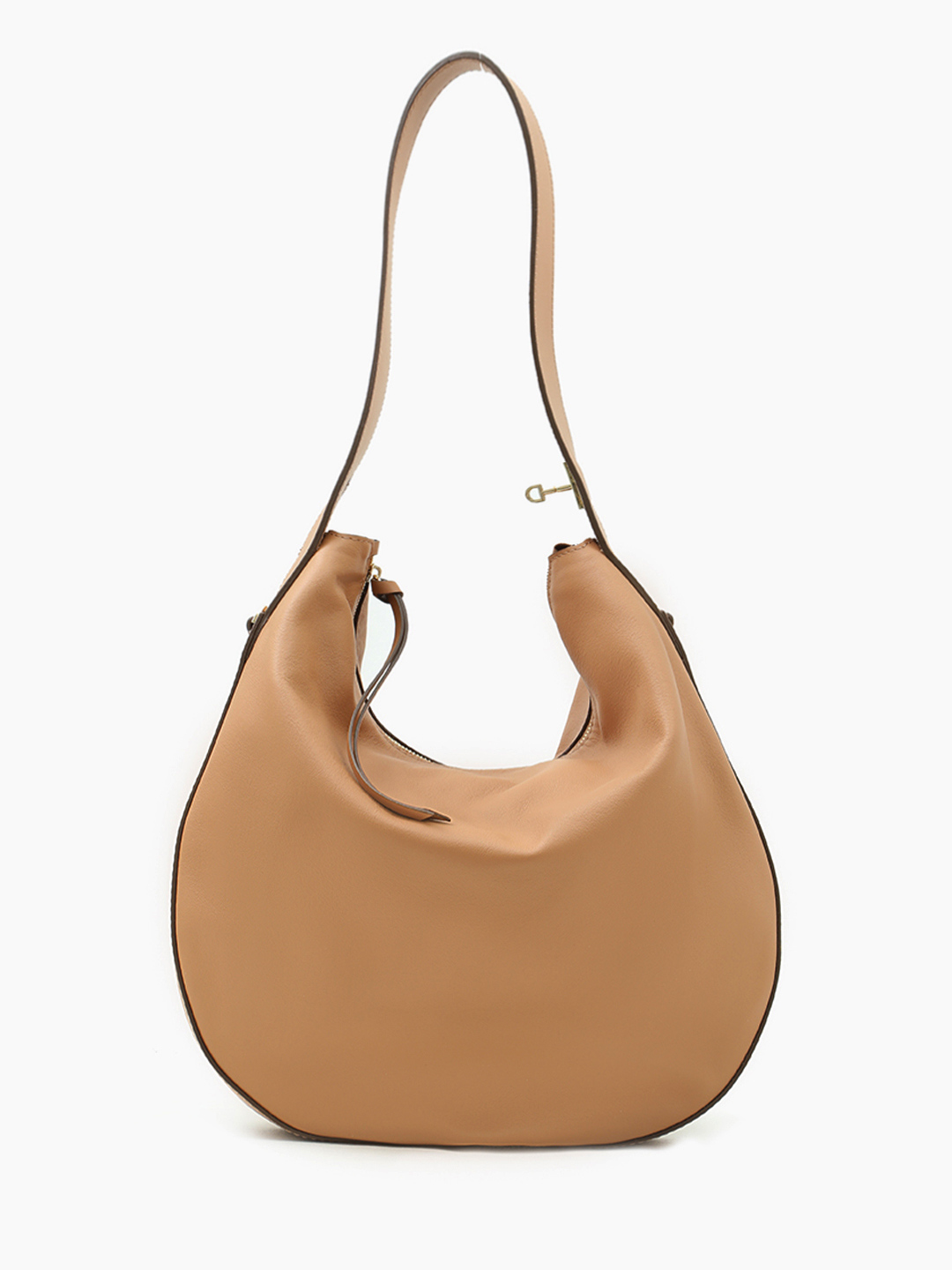 Сумка-хобо с поворотной фурнитурой на ремне от Loristella в ореховом оттенке