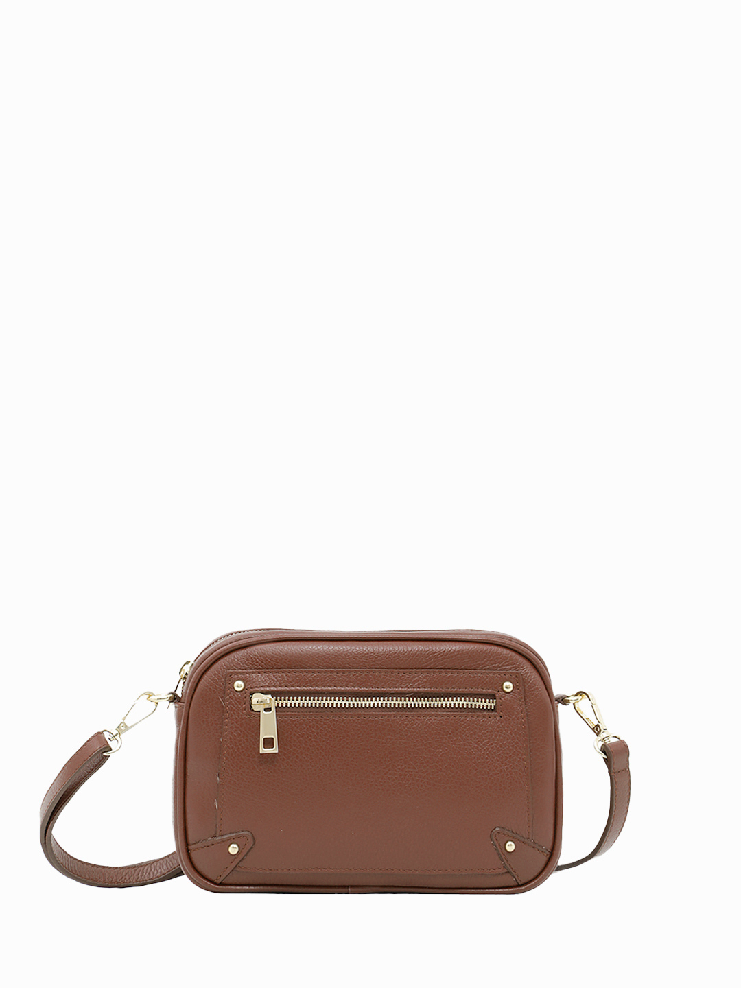 Полукруглая кросс-боди с дополнительным карманом от FOLLE в рыжем цвете