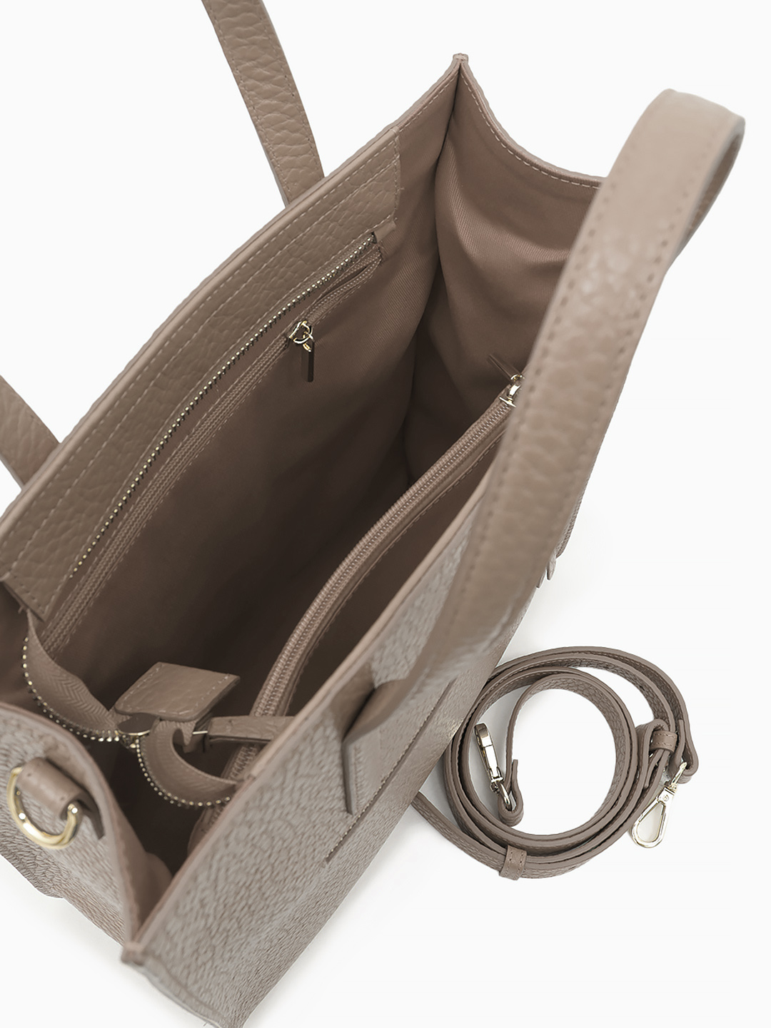 Прямоугольный шоппер с именной гравировкой KELLEN из крупнозернистой кожи цвета тауп