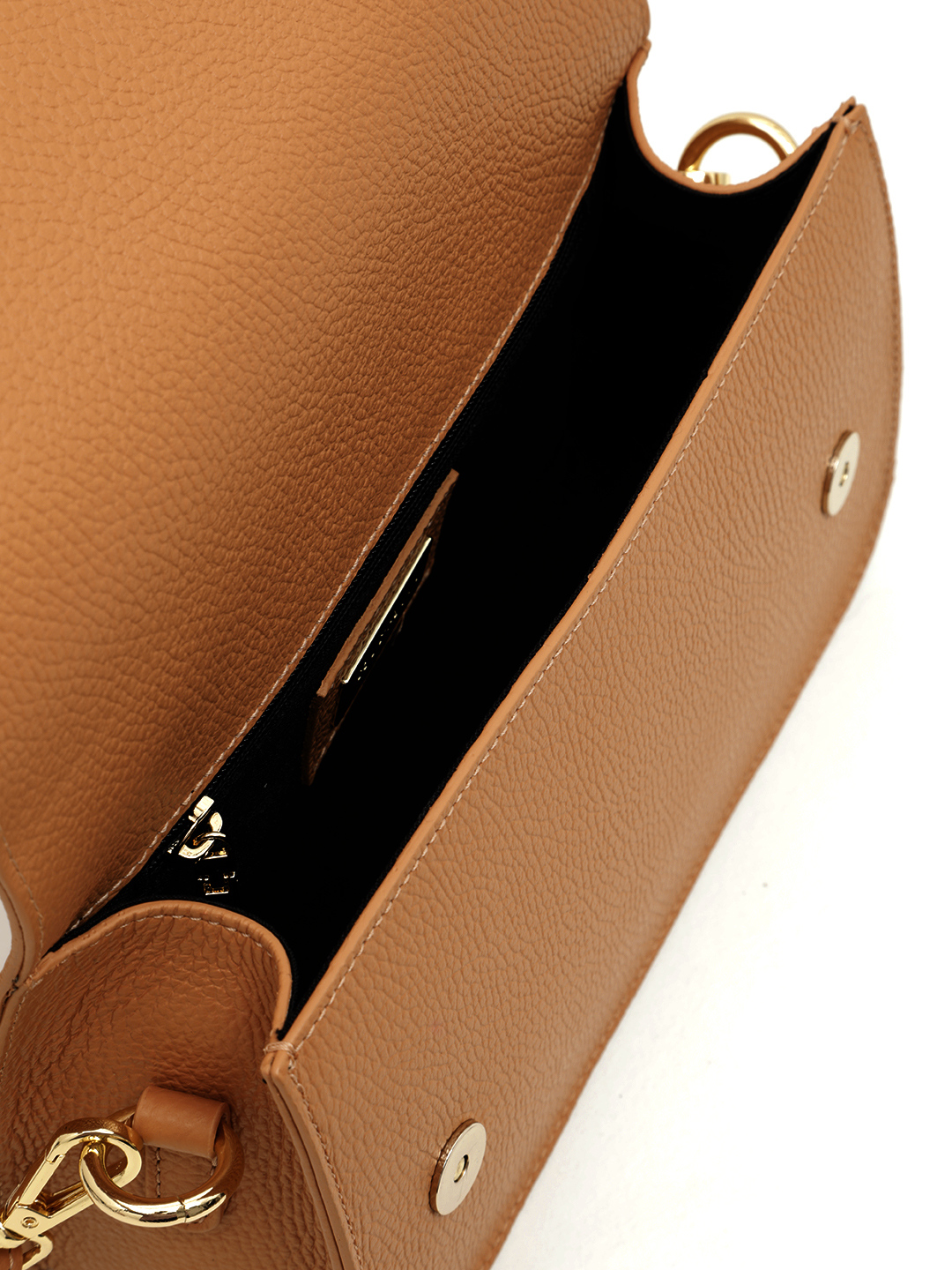 Рыжая сумка-багет с металлической монограммой RIPANI