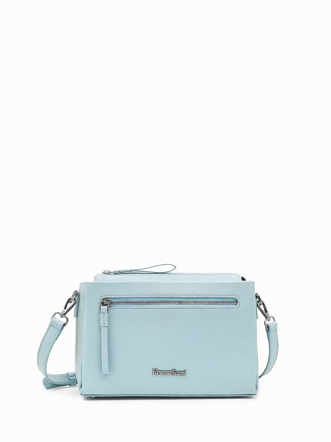 Прямоугольная кросс-боди на плечо с тремя отделениями от Vanessa Scani в голубом оттенке