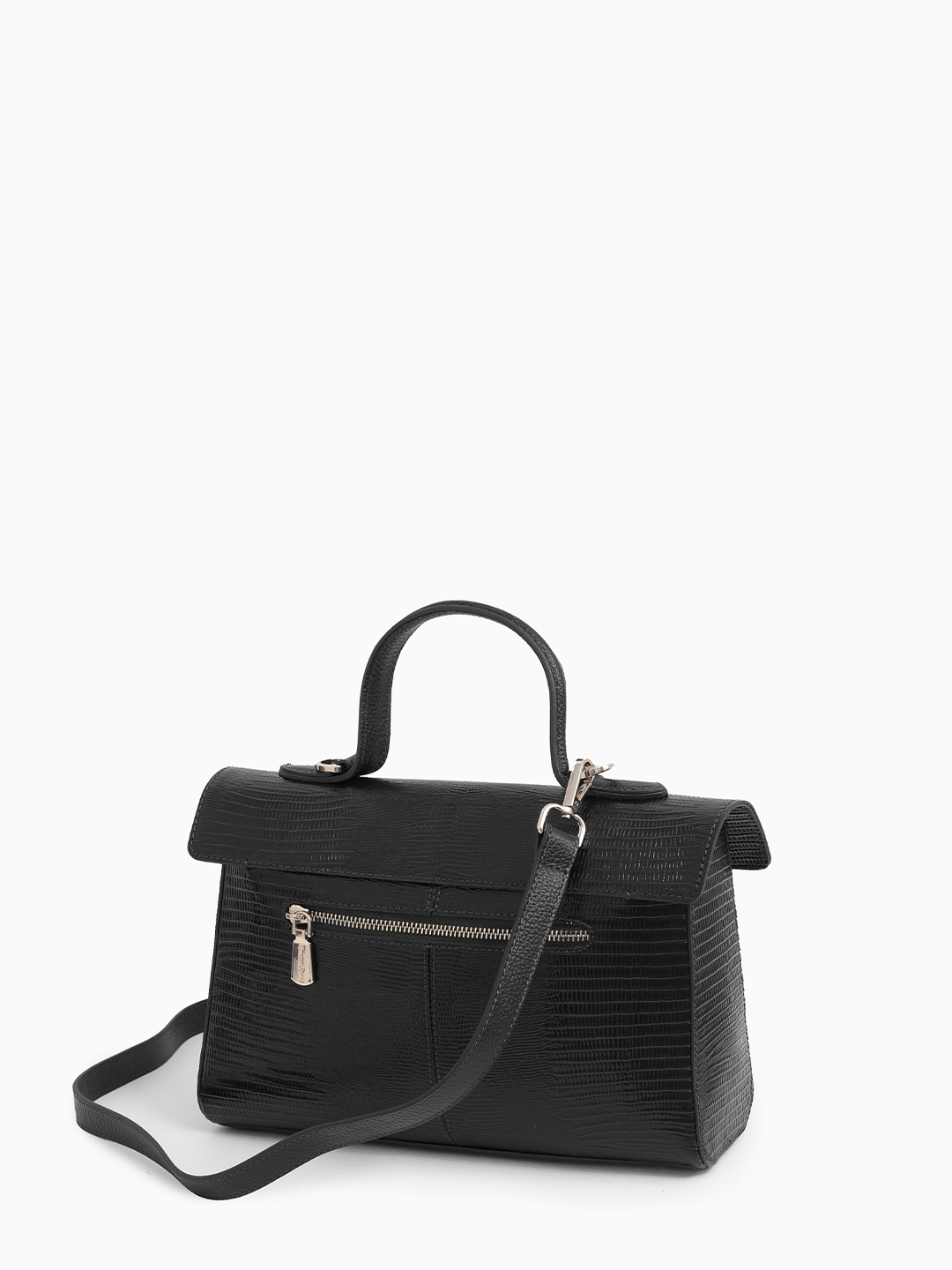 Сумка-портфель с тиснением и металлическим логотипом Vanessa Scani в чёрном цвете