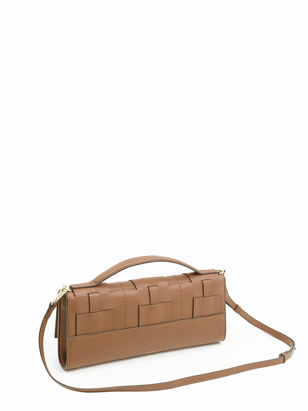 Стильный клатч от Loristella в натуральной гладкой коже горчичного оттенка с оригинальным плетением