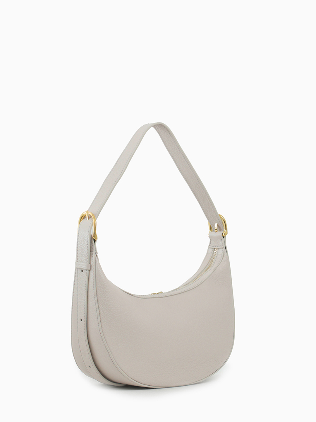 Сумка-багет лунной формы с регулируемым ремнём от Christian Villa в оттенке tortora