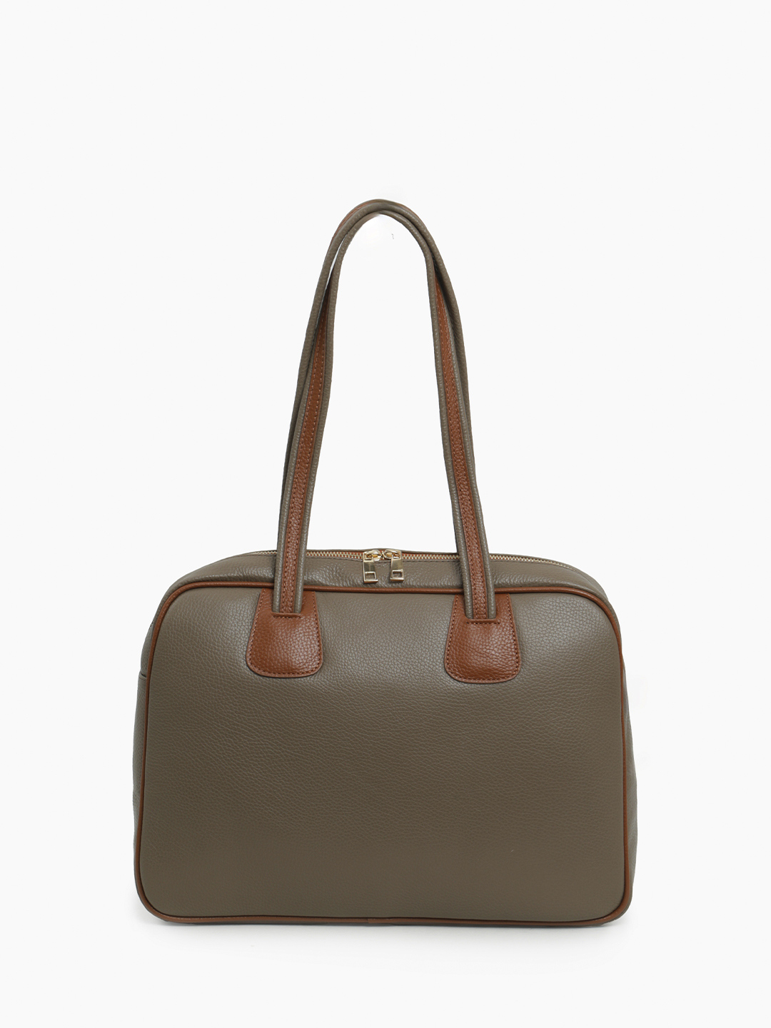 Сумка в размере L с золотистой фурнитурой от FOLLE оттенка тауп