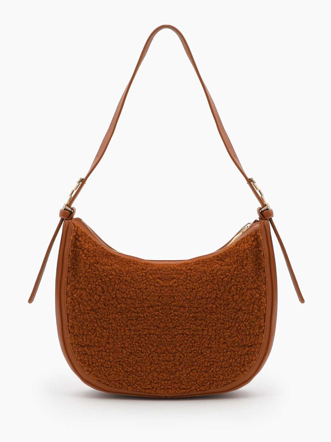 Сумка-хобо в размере "М" с надписью из металлических клёпок от ERMANNO FIRENZE оттенка загара