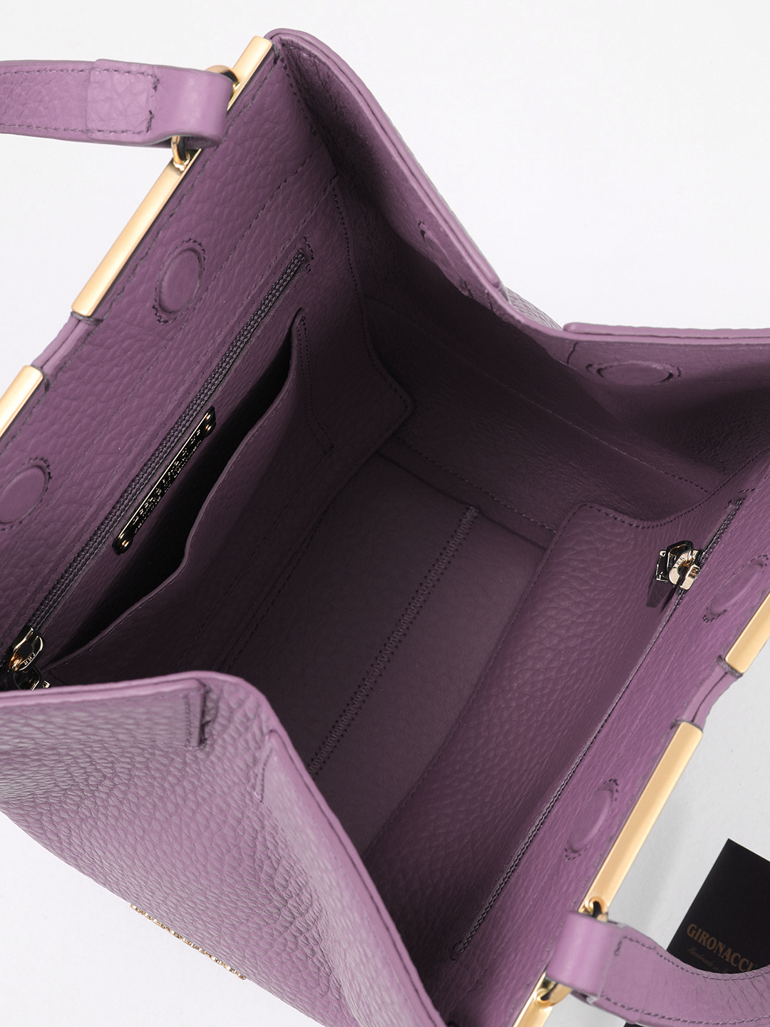 Стильный тоут на магнитах с золотистой монограммой Gironacci из премиальной кожи розового цвета orchidea