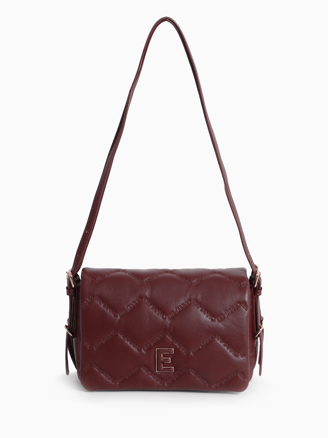 Стёганая кросс-боди на плечо с патчем с логотипом ERMANNO FIRENZE в бордовом цвете