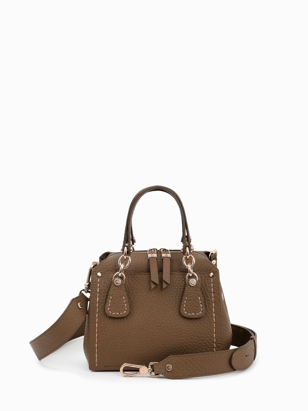 Cумка-тоут с широкой строчкой и боковым металическим логотипом в размере м от gironacci в коричневом цвете