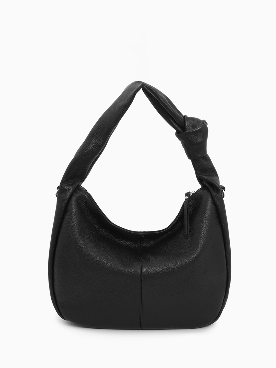 Сумка-хобо с кожаным узлом на ручке от FOLLE в чёрном цвете
