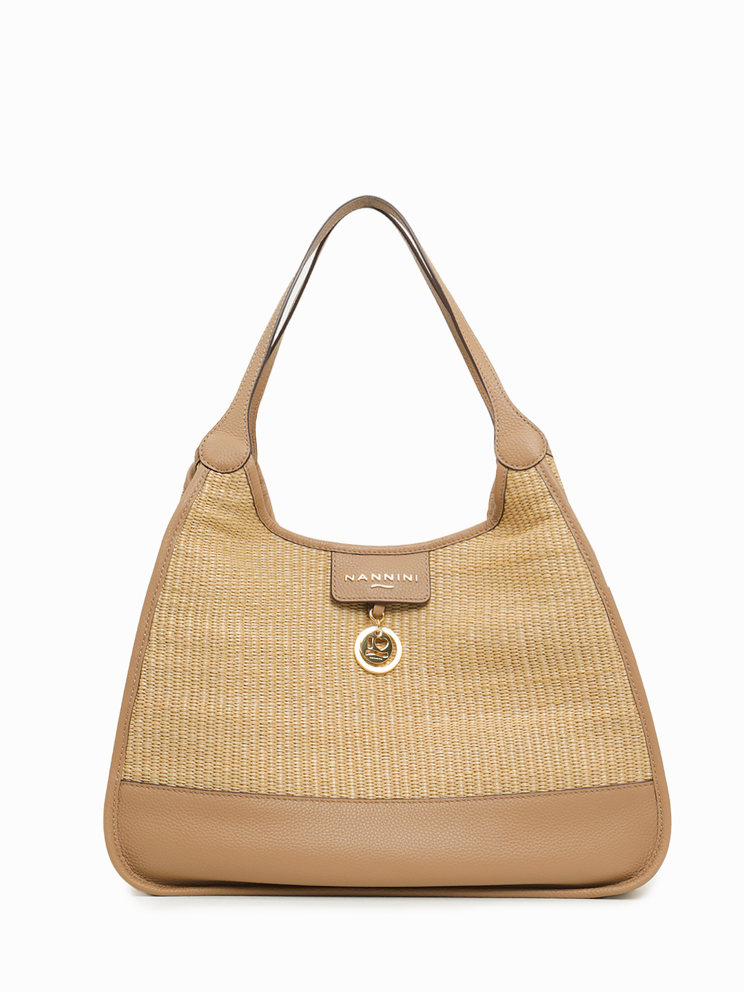 Сумка-шоппер с дополнительной косметичкой с логотипом NANNINI оттенка naturale