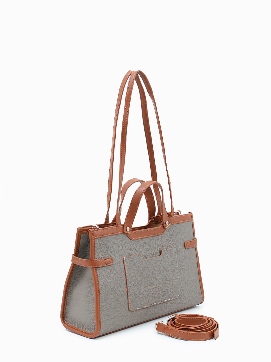 Сумка с двумя парами ручек и контрастными вставками от IVORY светло-голубого оттенка