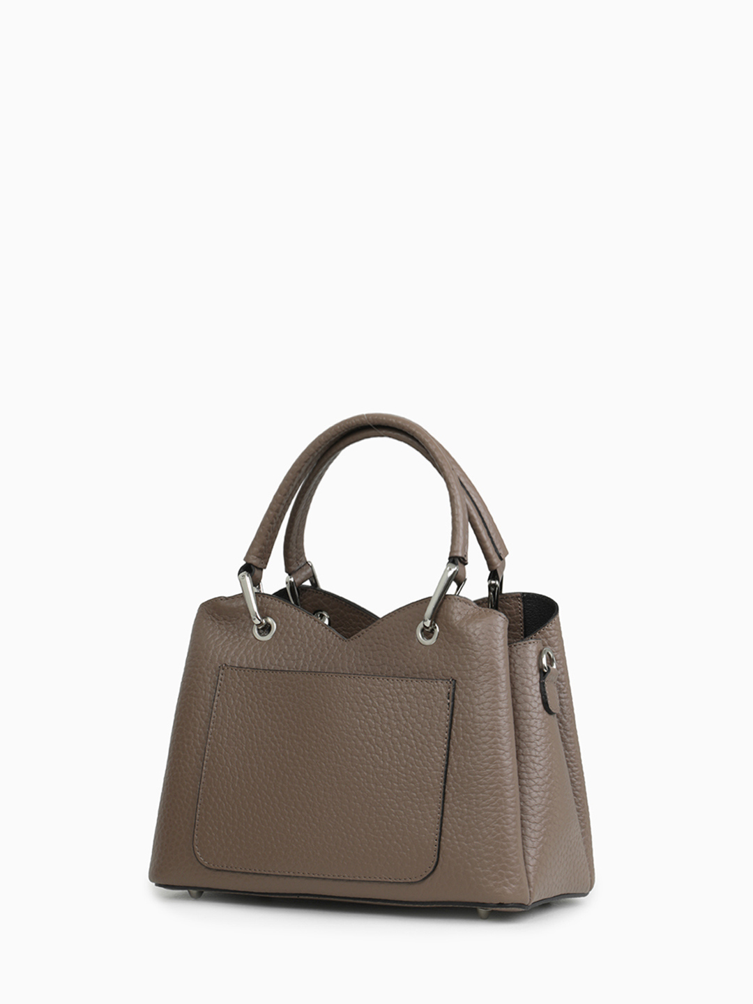 Тоут вееробразной формы в крупнозернистой коже тёмно-бежевого цвета от FOLLE