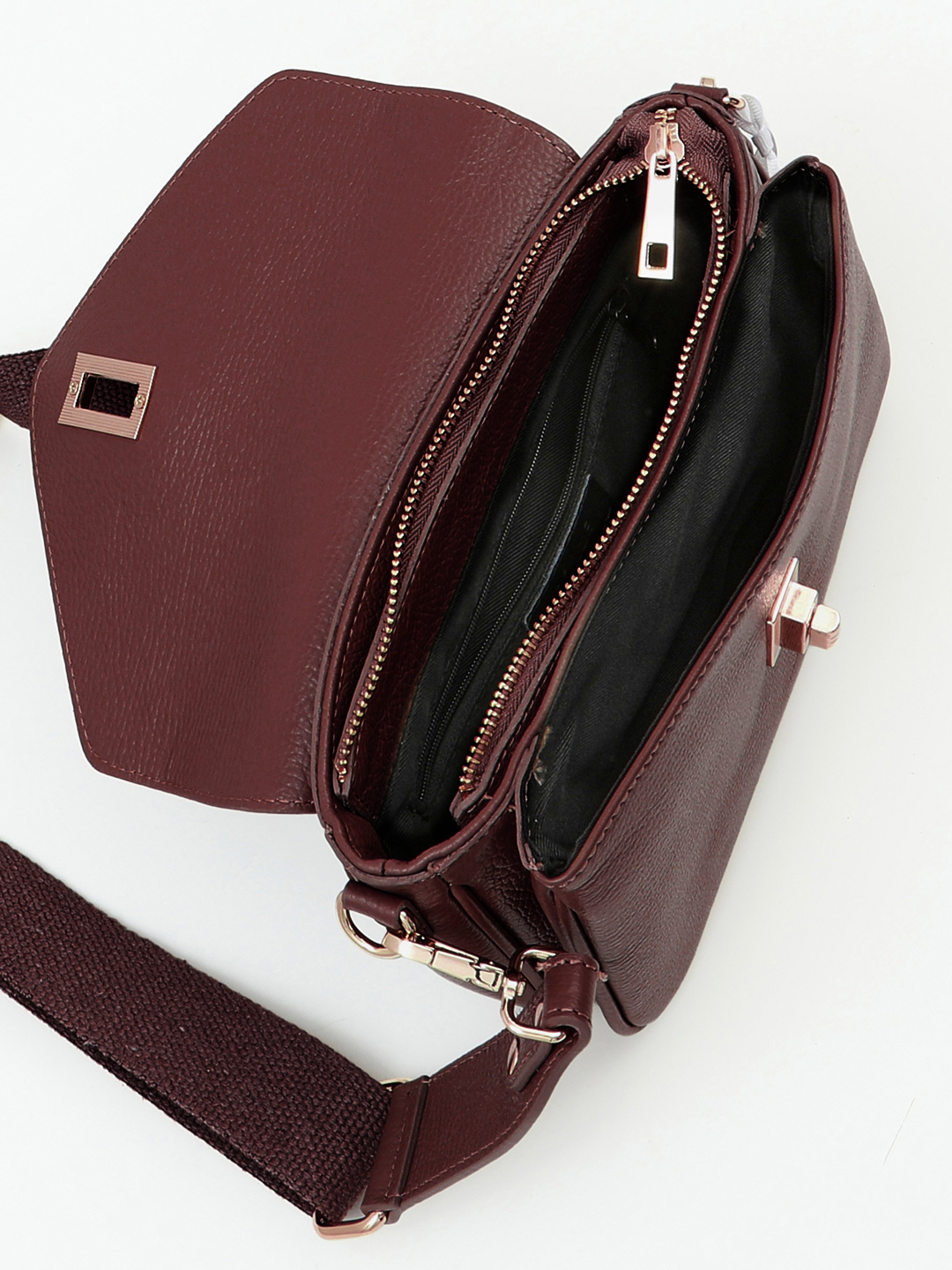 Сумка кросс-боди от итальянского бренда FOLLE из натуральной кожи бордового оттенка