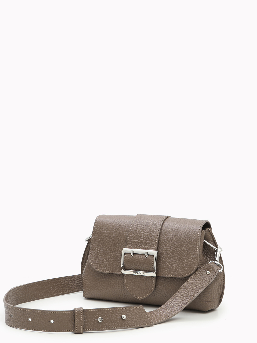 Кросс-боди с клапаном в виде ремня от Di Gregorio из натуральной кожи в цвете тауп