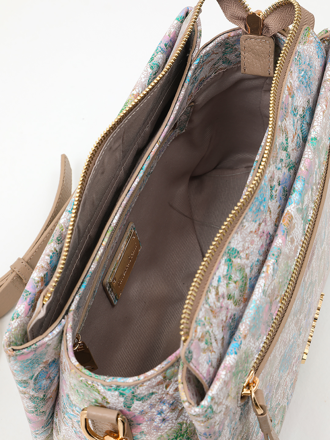 Прямоугольная кросс-боди на плечо с тремя отделениями от Vanessa Scani с цветочным принтом