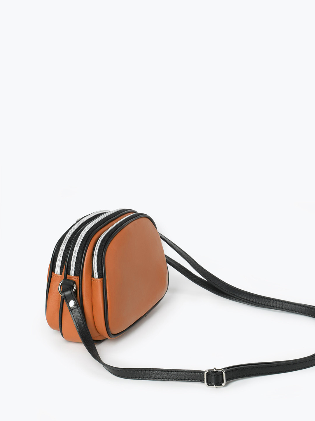 Кросс - боди с тремя молниями от Di Gregorio в рыжем цвете