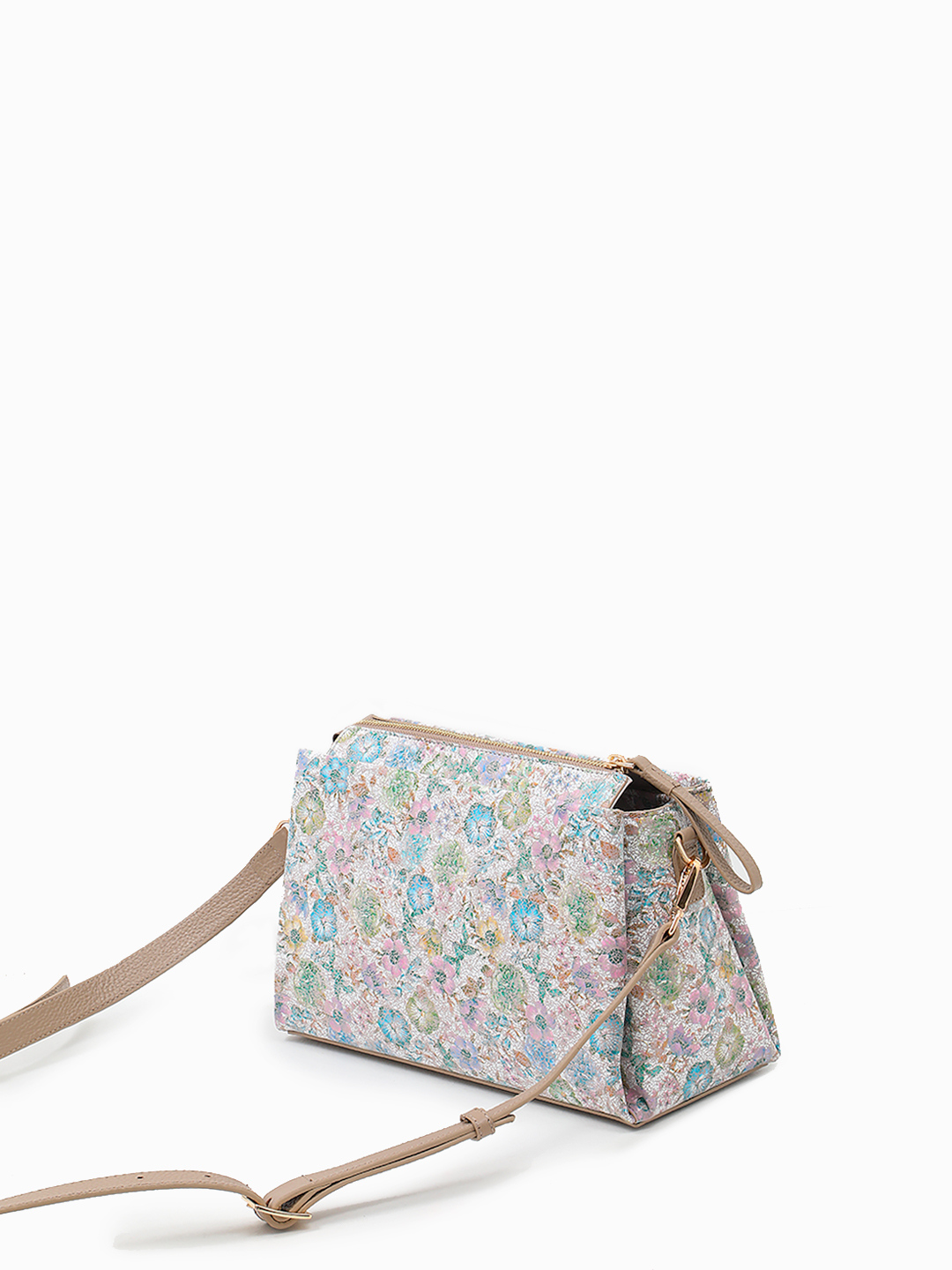 Прямоугольная кросс-боди на плечо с тремя отделениями от Vanessa Scani с цветочным принтом