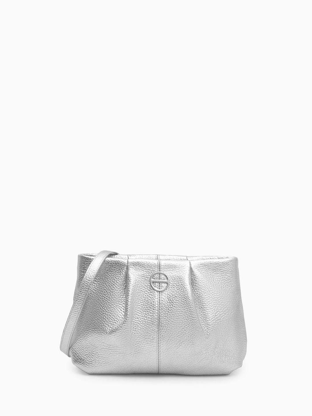 Небольшая сумка через плечо от Folle из натуральной кожи серебристого цвета