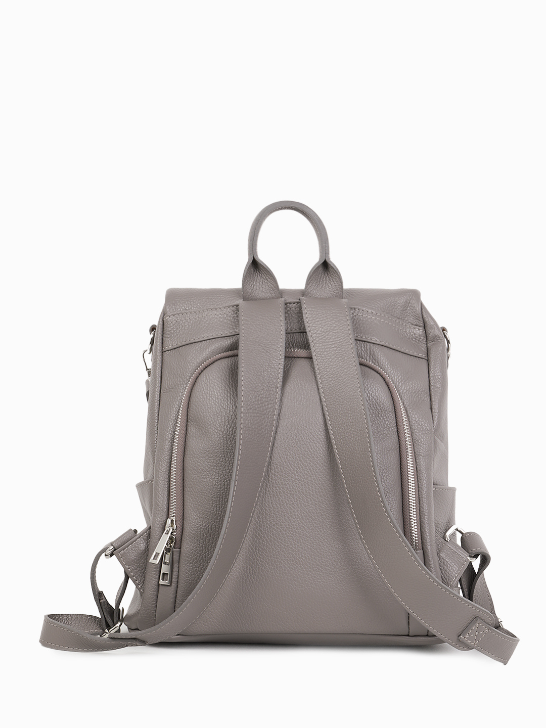Объёмный рюкзак с кисточкой и двумя боковыми карманами в сером цвете от FOLLE