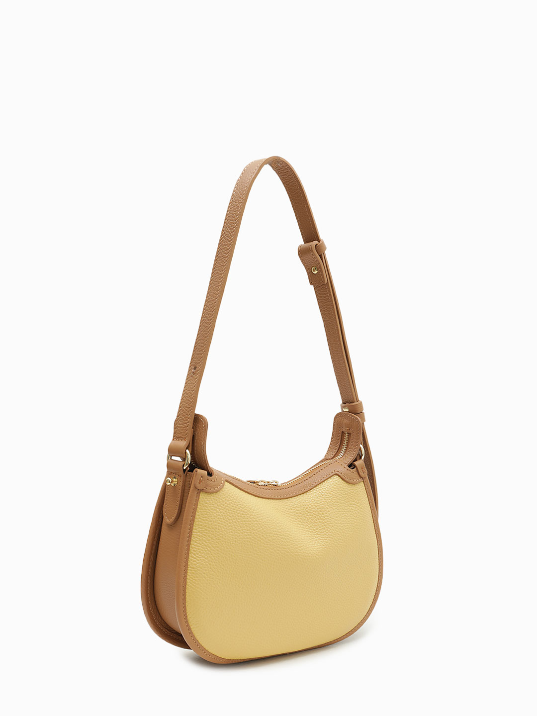 Cумка-багет с регулируемой ручкой от BE NICE в комбинации жёлтого и рыжего цвета