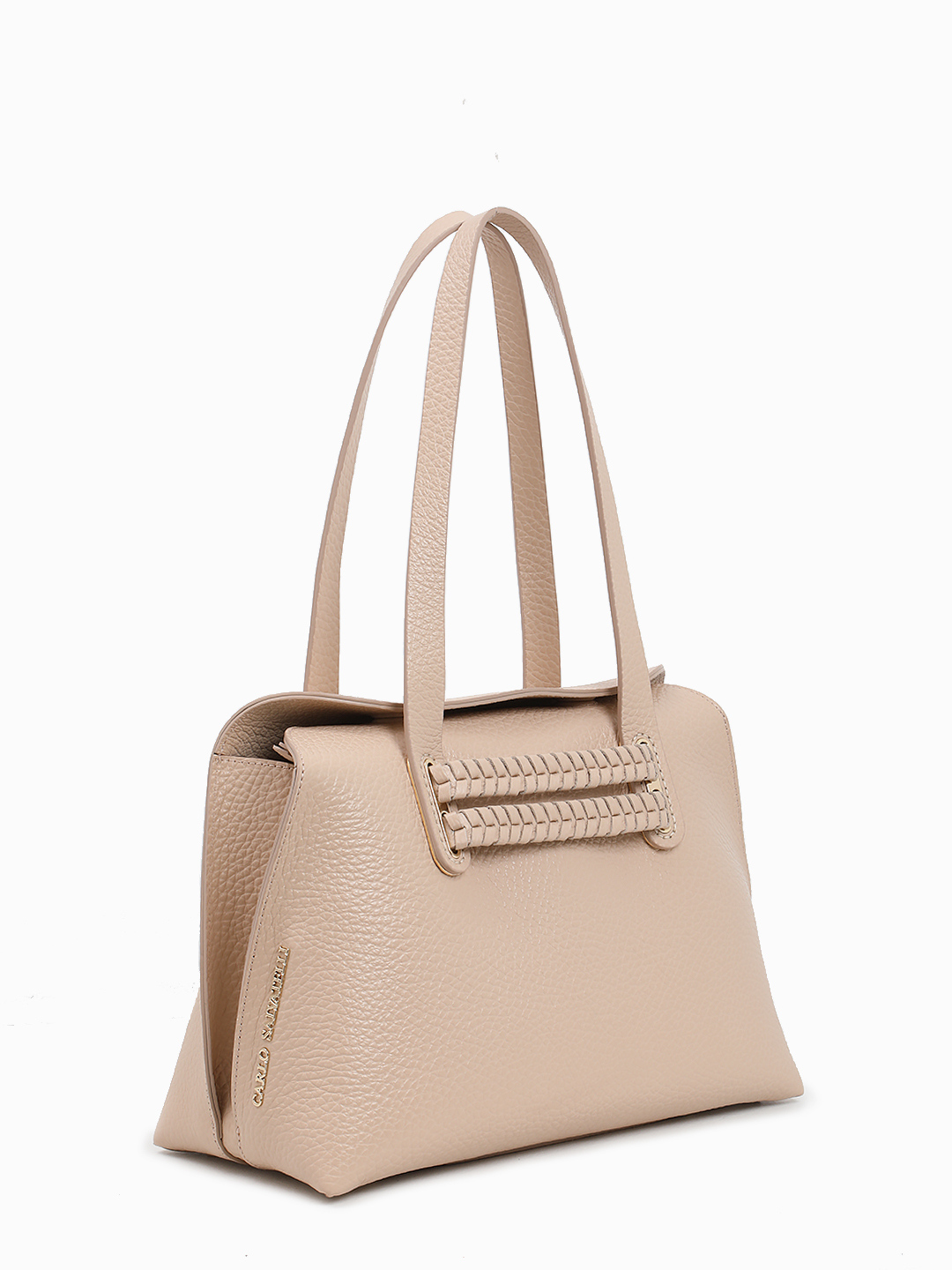 Классическая сумка с именным подкладом от Carlo Salvatelli песочного оттенка