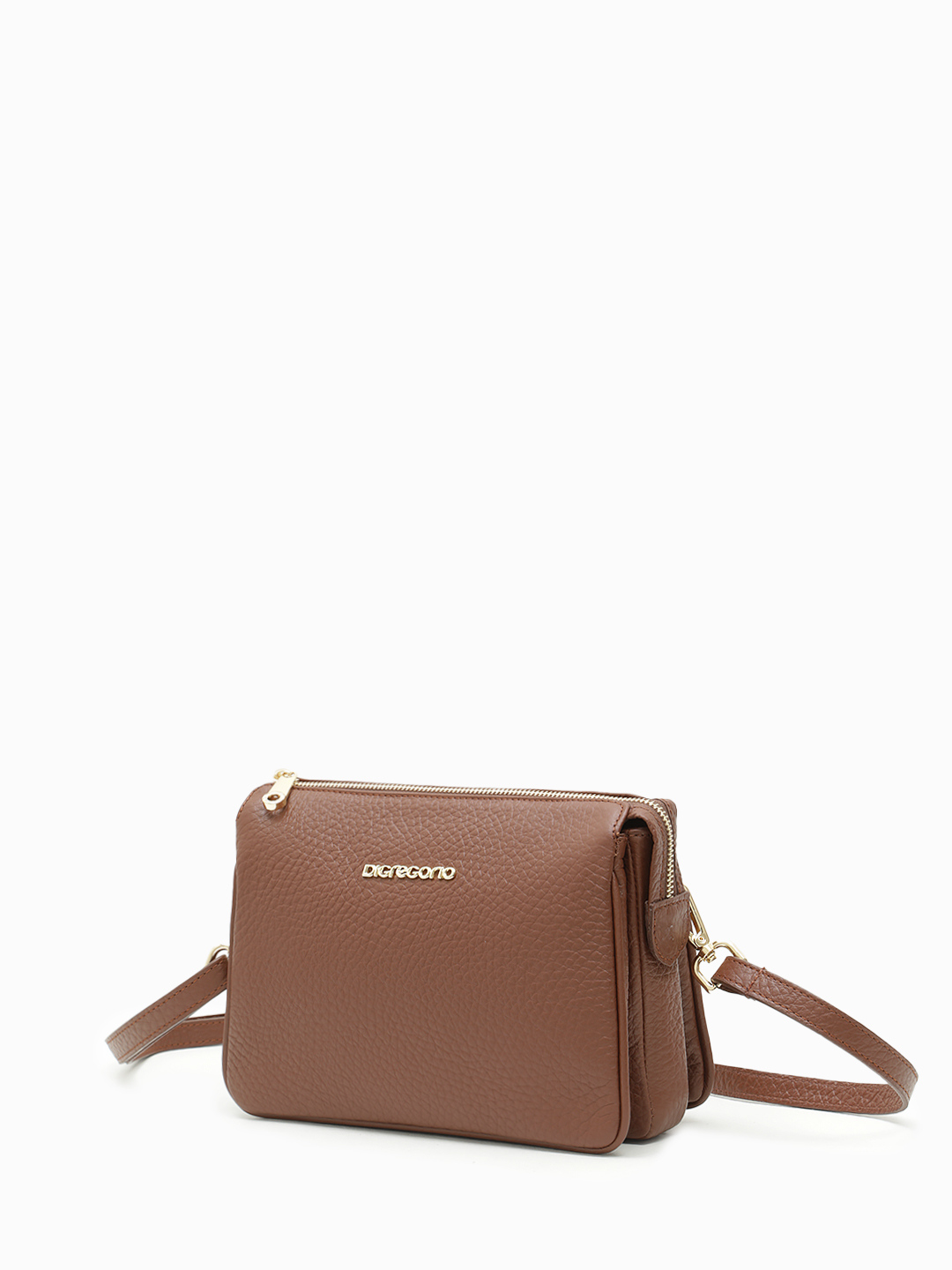 Кросс-боди рыжего оттенка с тремя отделениями и логотипом Di Gregorio