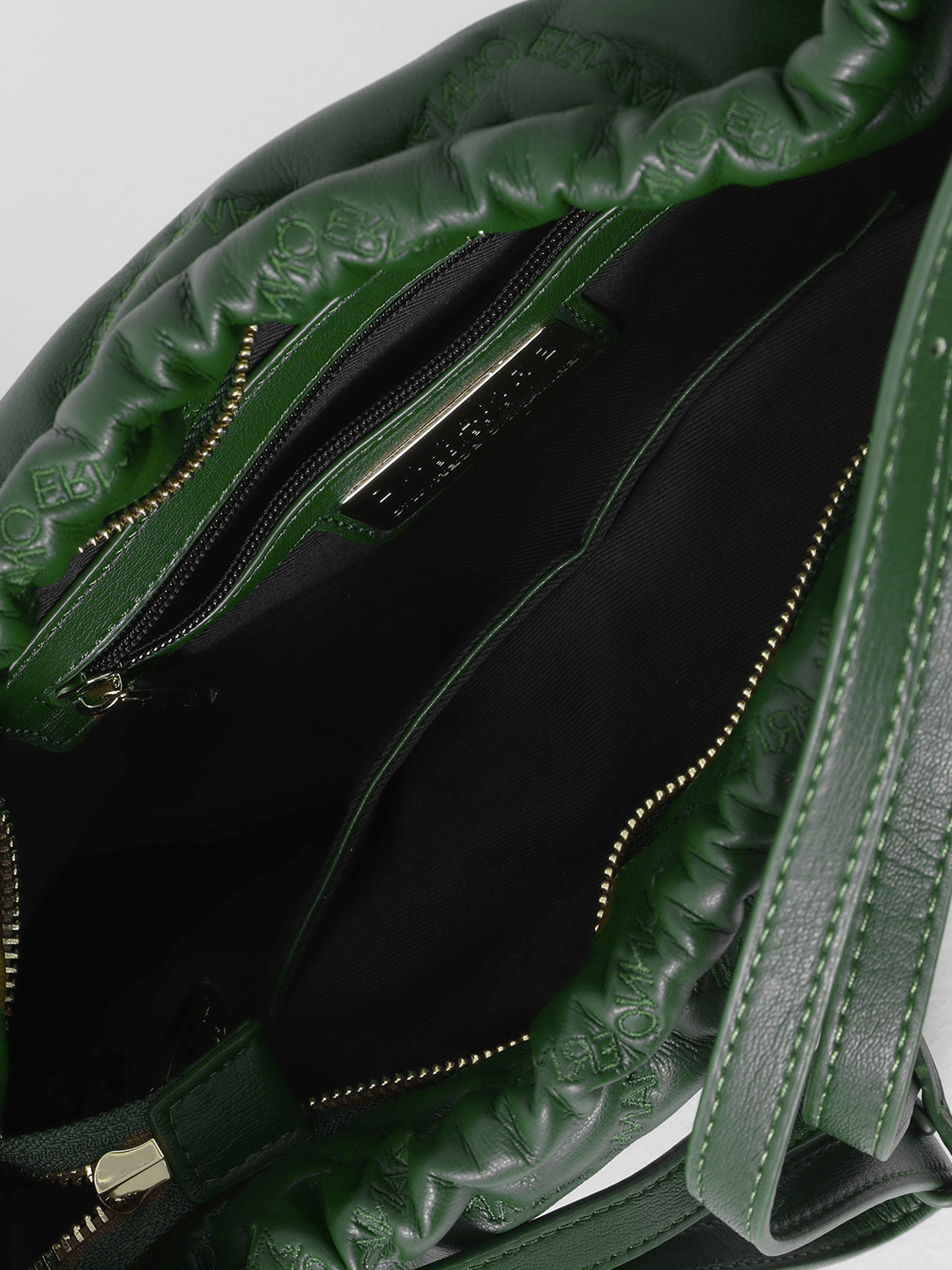 Зелёная сумка-хобо в размере L с брендированной стёжкой от ERMANNO FIRENZE