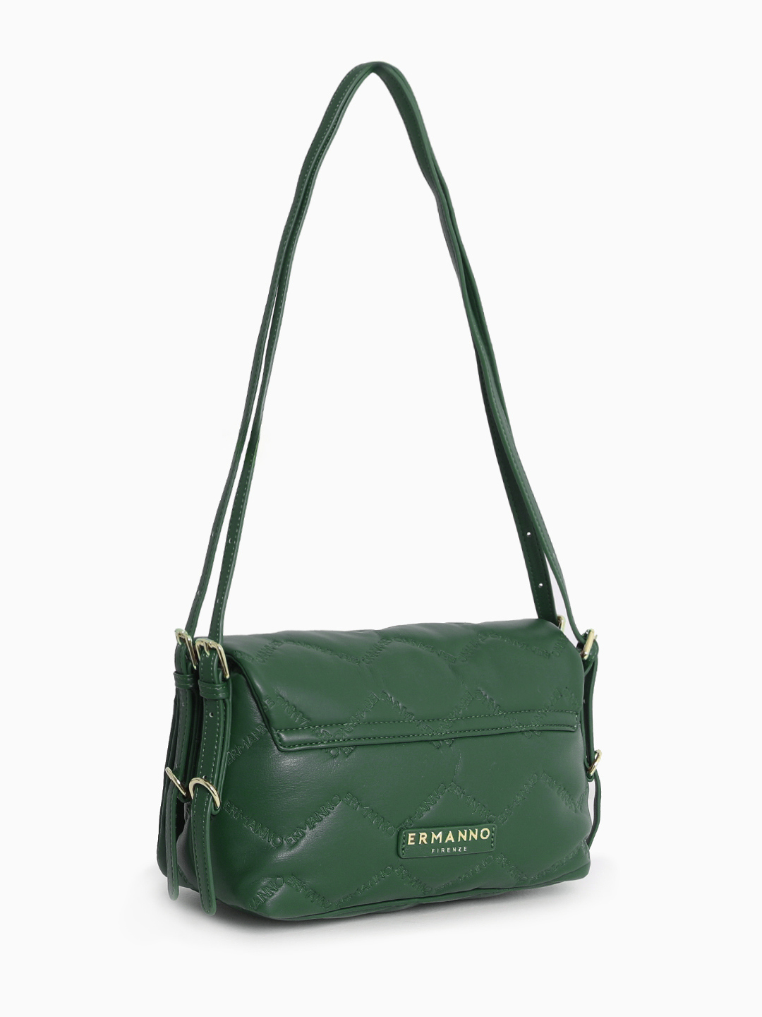 Стёганая кросс-боди на плечо с патчем с логотипом ERMANNO FIRENZE в зелёном цвете