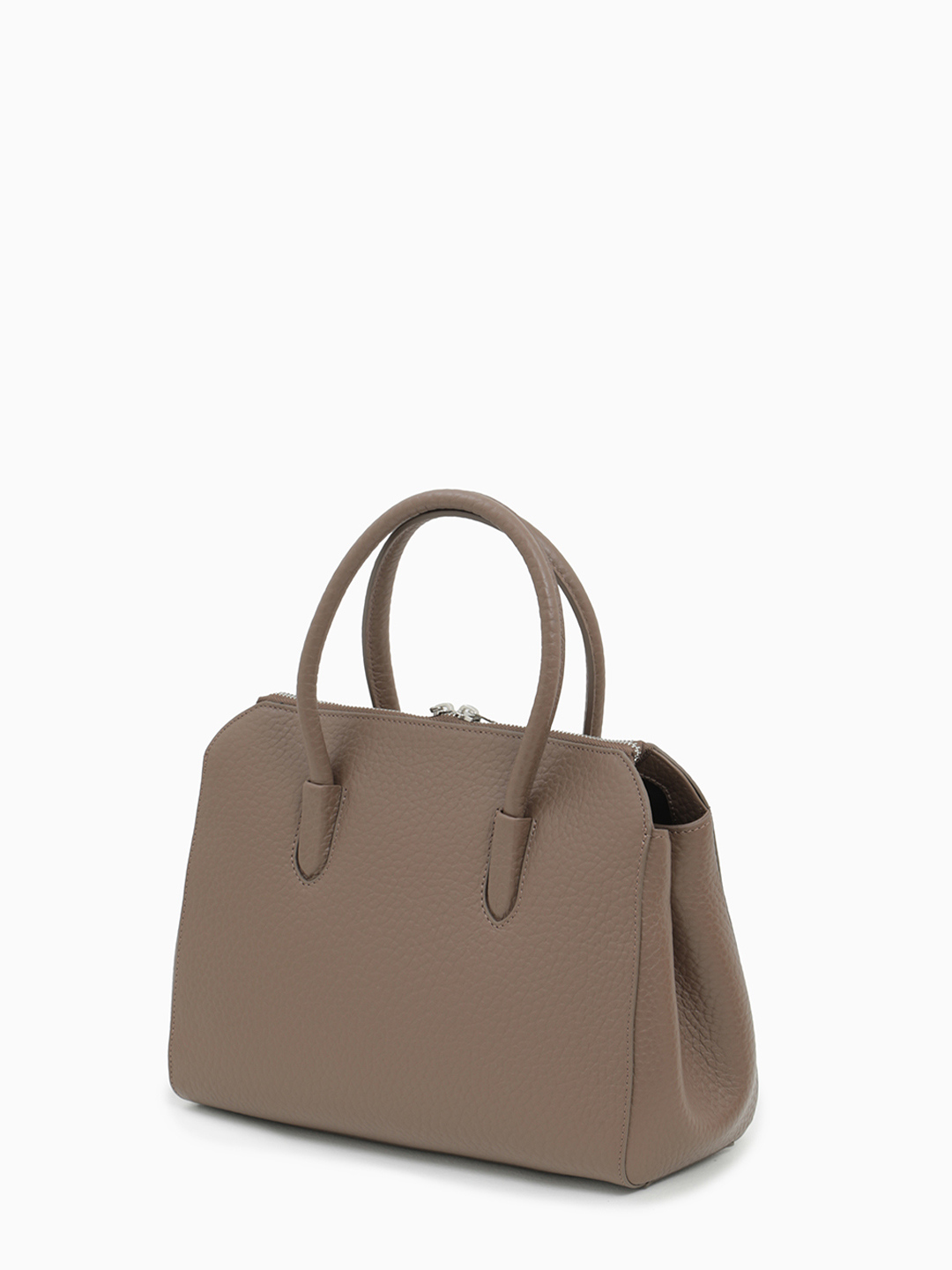 Сумка-тоут в размере М с круглой брендированной фурнитурой от FOLLE бежевого оттенка