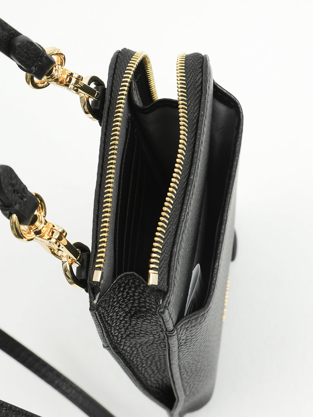 Вертикальная сумка через плечо для телефона от Nannini из натуральной кожи черного цвета