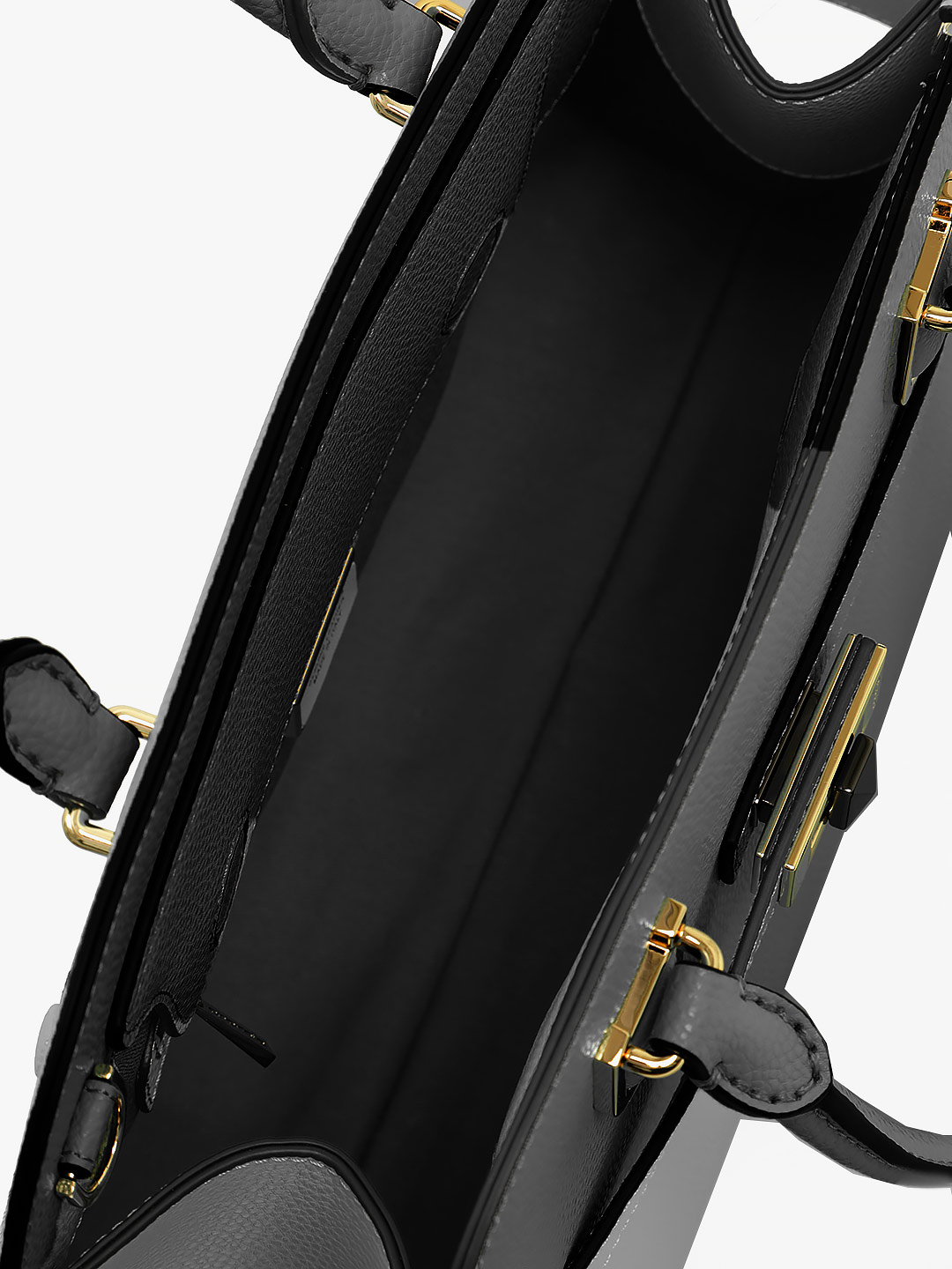 Классическая сумка трапециевидной формы от Cromia из натуральной кожи черного цвета