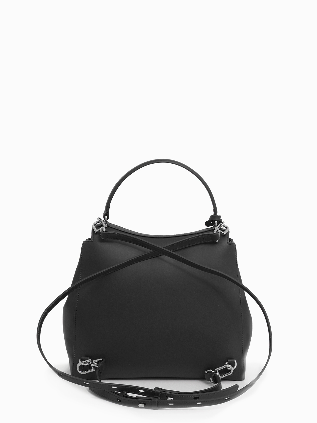 Сумка-рюкзак с поворотным замком от IVORY из гладкой кожи чёрного цвета