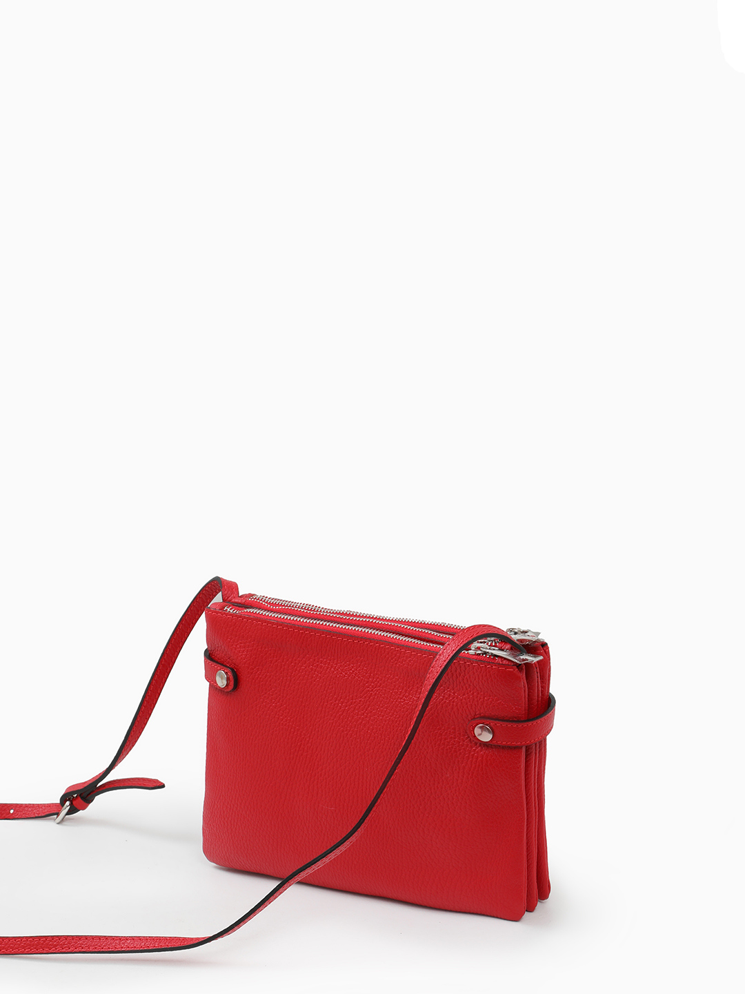 Кросс-боди с тремя отделениями и трендовым замком от Renato Angi в красном цвете