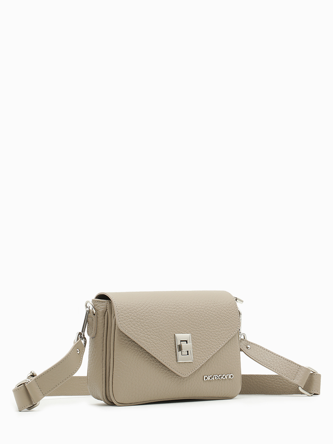 Кросс-боди с клапаном и поворотной фурнитурой от Di Gregorio в цвете светлый тауп