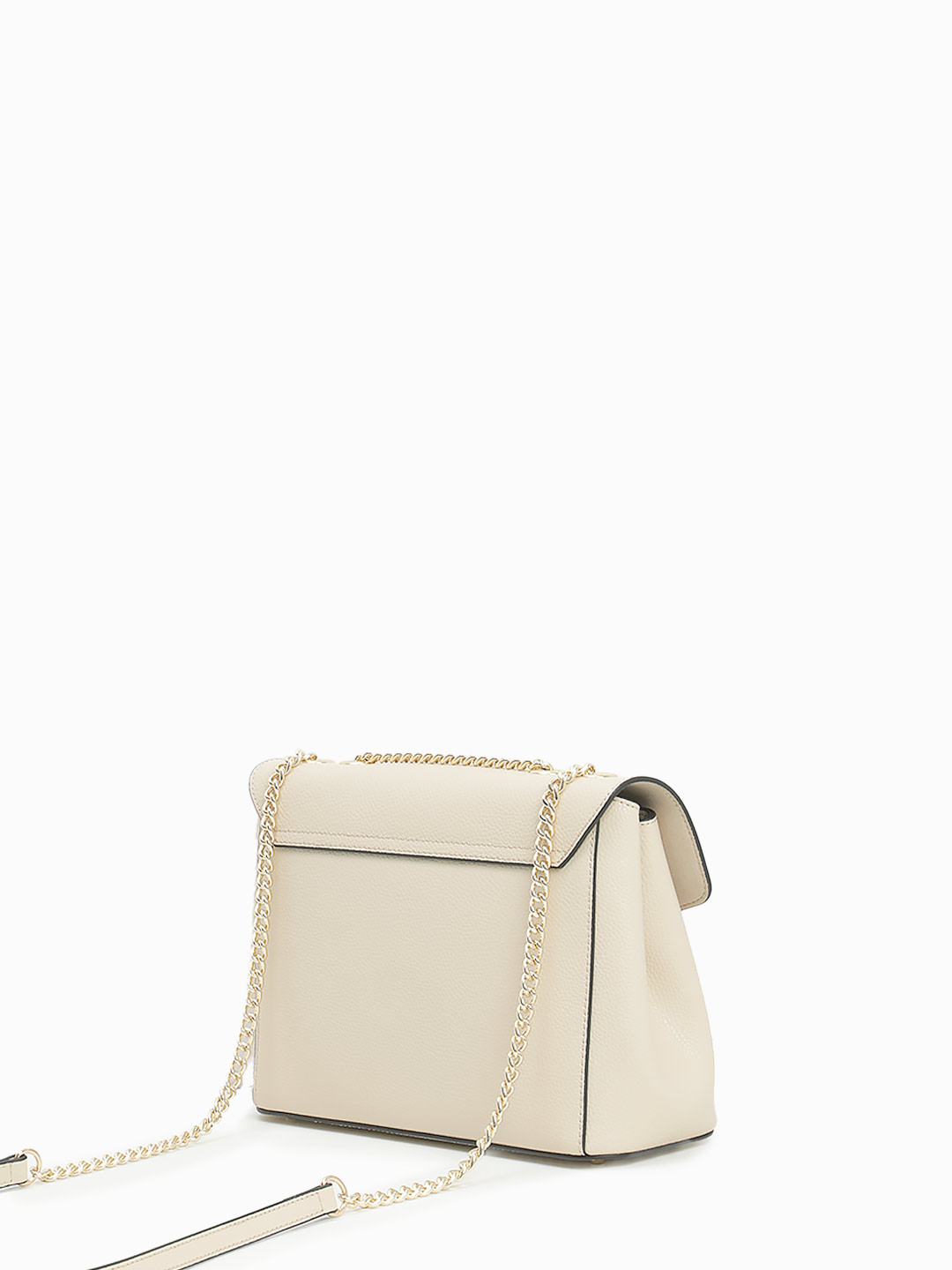 Сумка через плечо с клапаном и поворотным замком от Cromia из натуральной бежевой кожи