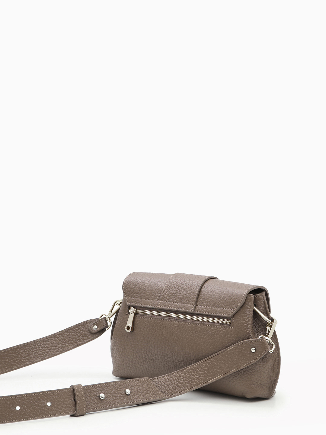 Кросс-боди с клапаном в виде ремня от Di Gregorio из натуральной кожи в цвете тауп