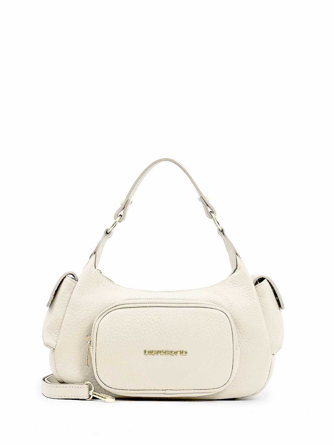 Сумка с двумя боковыми карманами от Di Gregorio в бежевом оттенке