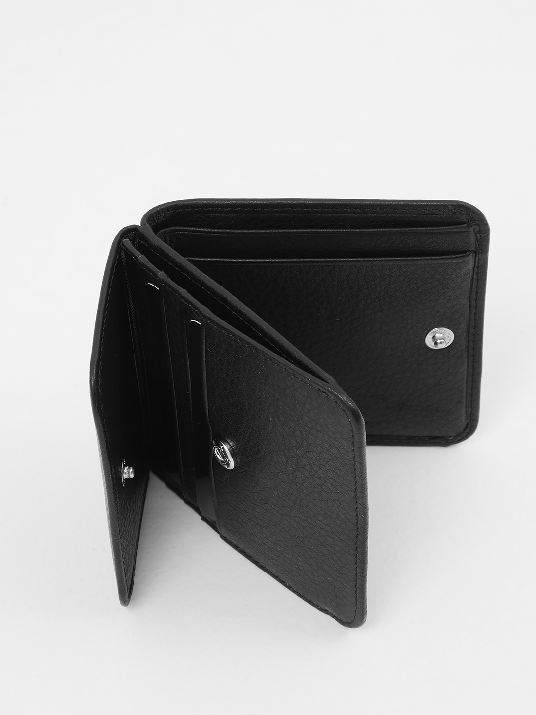 Мужской кошелёк квадратной формы от Di Gregorio из натуральной кожи чёрного цвета