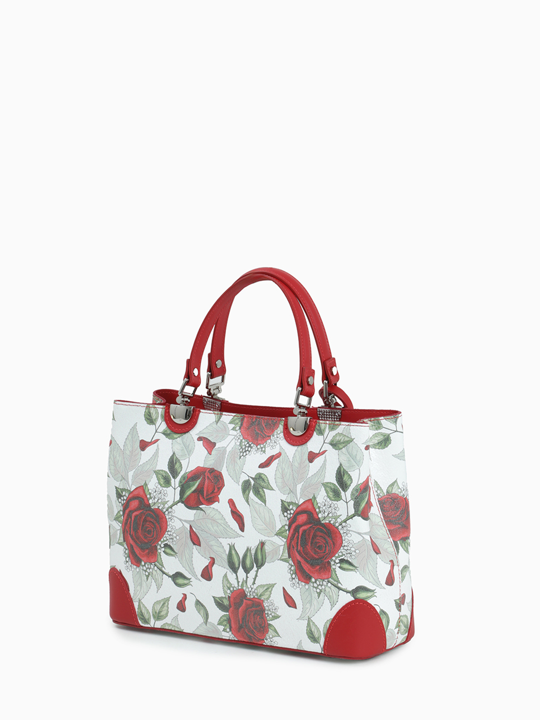 Сумка-тоут в красном цвете с принтом алых роз от Folle