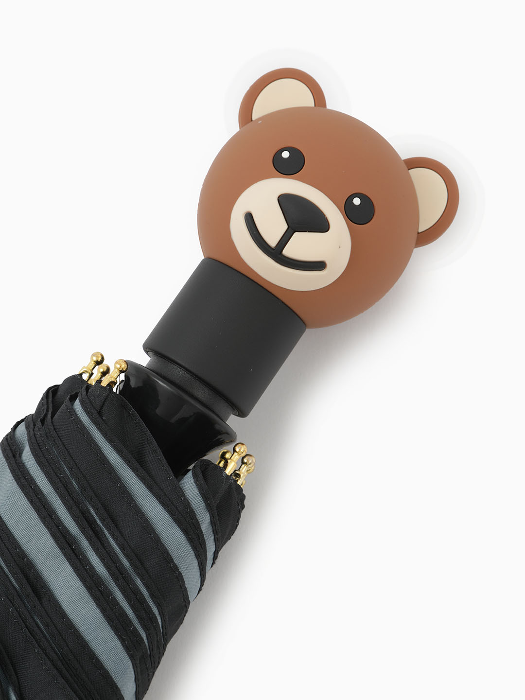 Зонт-автомат mini черного цвета с ручкой-медведем от MOSCHINO