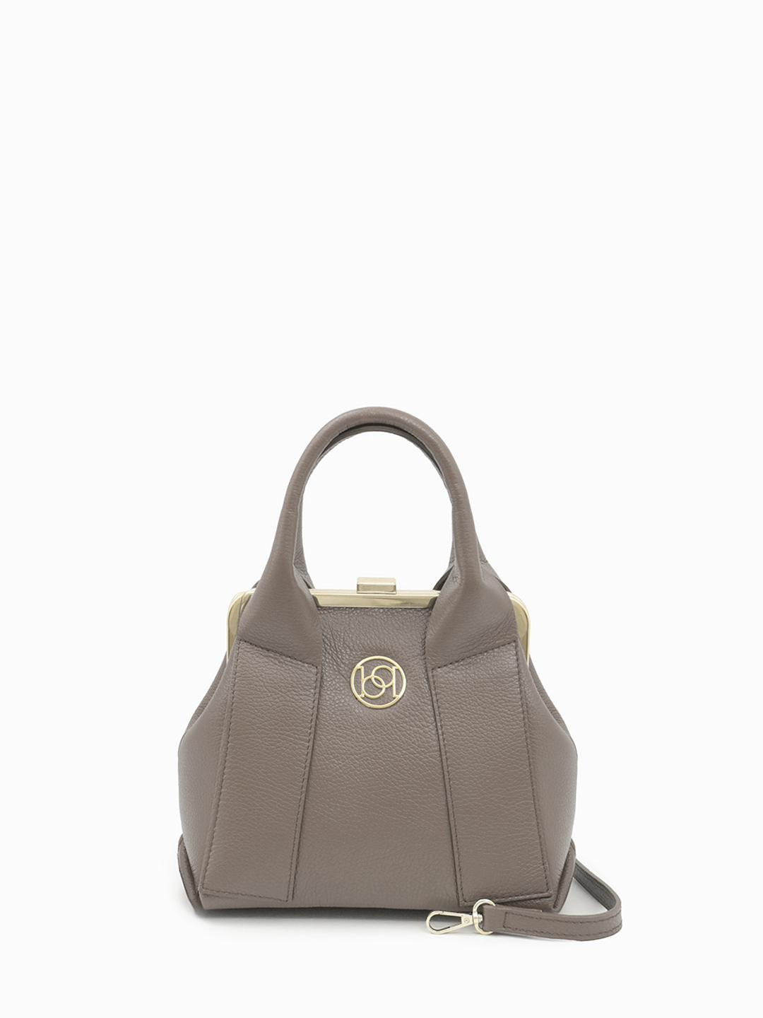 Сумка-саквояж ANITA с двумя широкими ручками и круглой фурнитурой Be Nice в цвете тауп